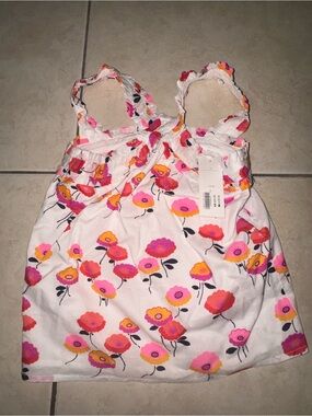 Janie and Jack White Floral Girls' Sleepwear Top with Pink & Yellow Flowers